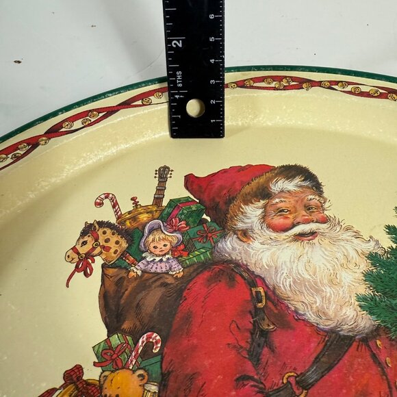 Christmas Santa Cookie Tray by Potpourri Press VTG Serving Platter Round Signed - Picture 10 of 12